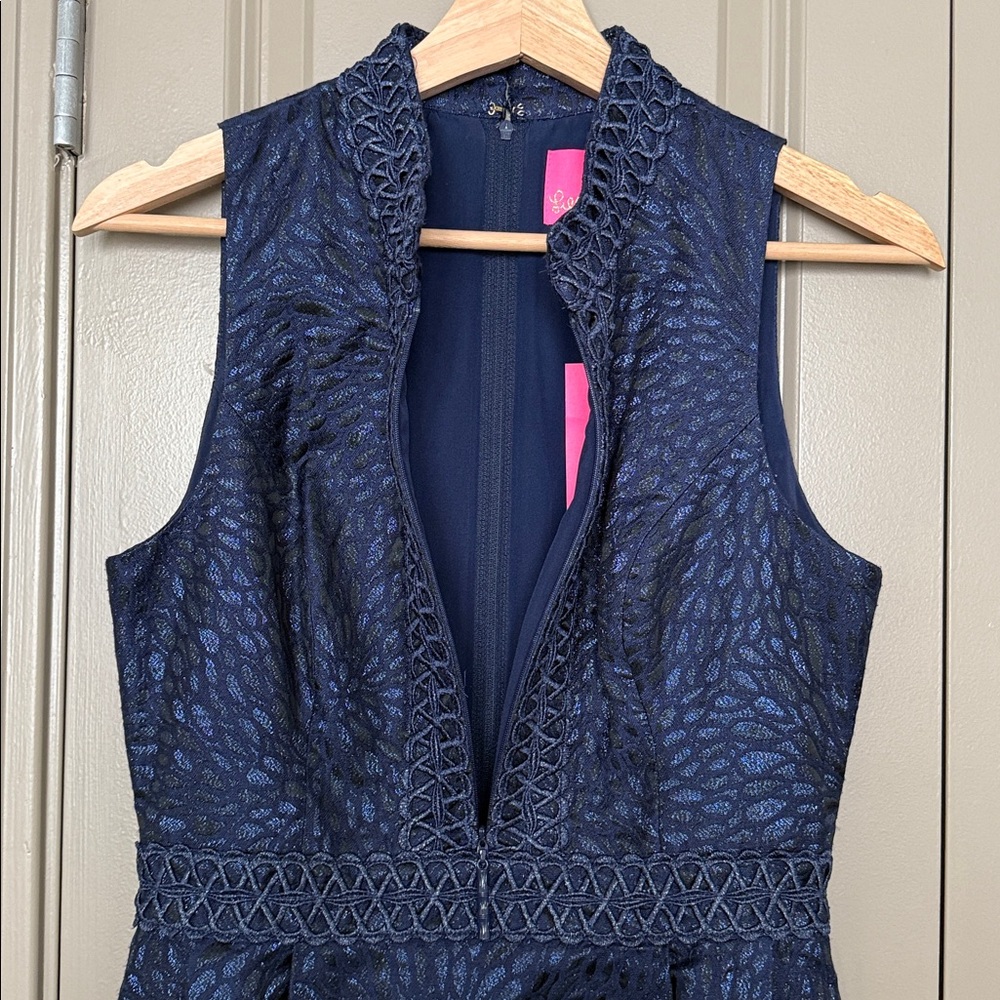 Lilly Pulitzer Franci Sleeveless Mini Dress in True Navy Jacquard | NWT Size 4 - Picture 8 of 14